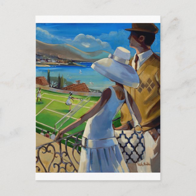 Trish Biddle - Tennis on the Riviera Postcard (Front)