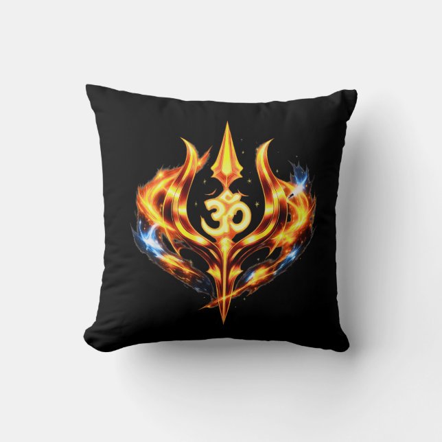 Trishul Om Power Core Abstract Spiritual Throw Throw Pillow (Front)