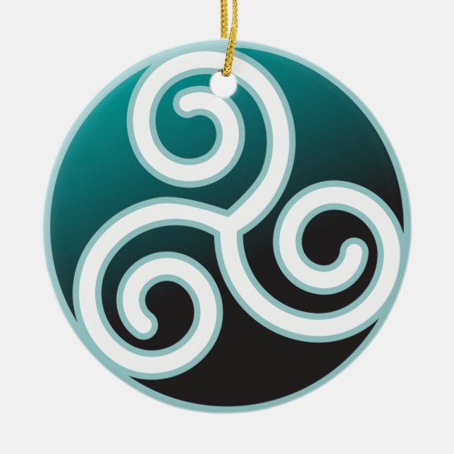 Triskele Celtic Spiral Ceramic Ornament (Front)