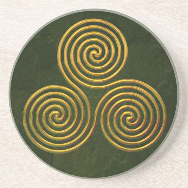 Triskele-gold Drink Coaster (Front)