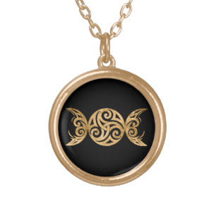 Triskele - Triple Moon Ornament Gold Plated Necklace