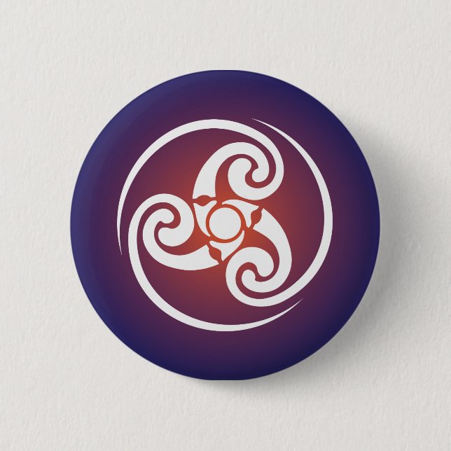 Triskele, Triple Spiral, Triskelion Symbol Celtic Button (Front)