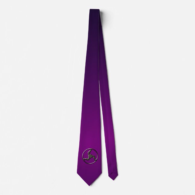 Triskelion Pentacle Ancient Symbol Mystic Purple Neck Tie (Front)