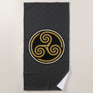 TRISKELION TRIPLE CELTIC SPIRAL BEACH TOWEL