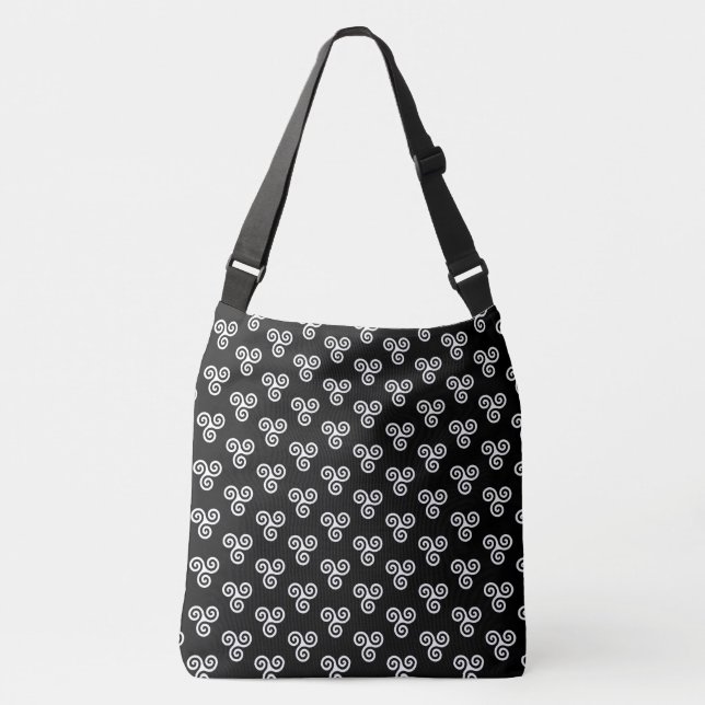 TRISKELION TRIPLE CELTIC SPIRAL CROSSBODY BAG (Front)