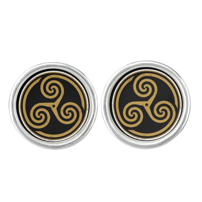 TRISKELION TRIPLE CELTIC SPIRAL CUFFLINKS (Front)