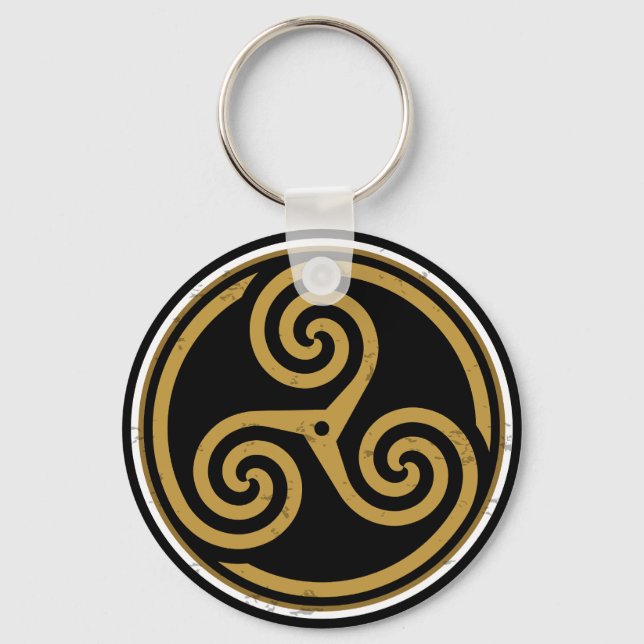 TRISKELION TRIPLE CELTIC SPIRAL KEYCHAIN (Front)