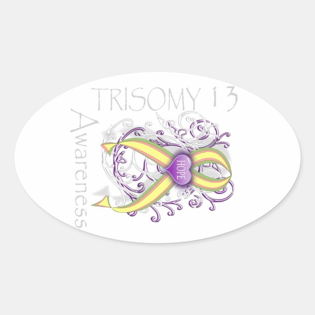 Trisomy 13 Awareness Oval Sticker (Front)