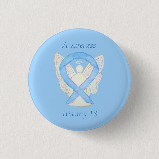 Trisomy 18 Awareness Angel Ribbon Art Pin (Front)