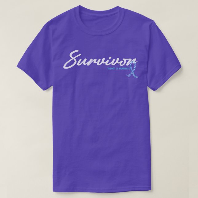 Trisomy 18 Awareness Survivor Glitter Ribbon Hope  T-Shirt (Design Front)