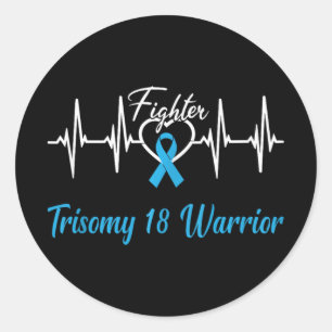 Trisomy 18 Awareness Warrior Heartbeat Fight Light Classic Round Sticker