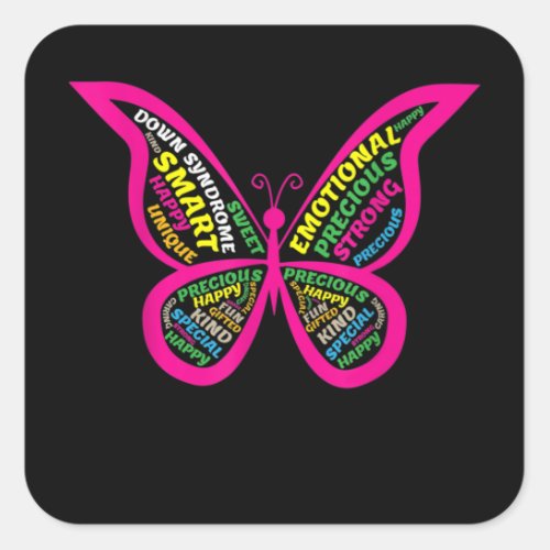 Trisomy 21 Down Syndrome Awareness Butterfly Square Sticker
