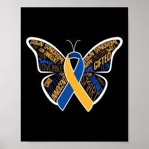 Trisomy 21 Down Syndrome Awareness Butterfly Word Poster