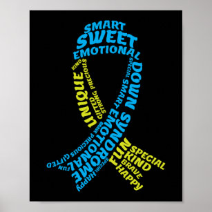 Trisomy 21 Down Syndrome Awareness Ribbon Word Poster