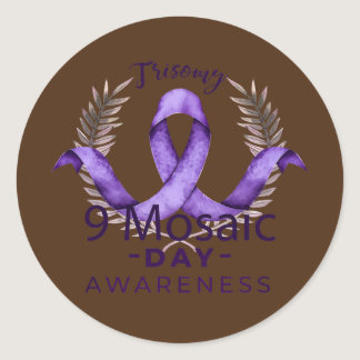 Trisomy 9 Awareness Day Purple Ribbon Mom Dad Classic Round Sticker