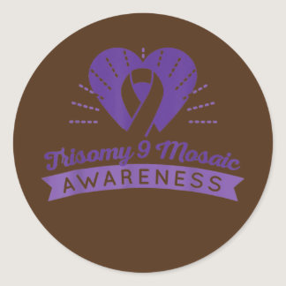 Trisomy 9 Awareness Day Purple Ribbon Mom Dad Classic Round Sticker
