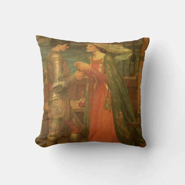 Tristan and Isolde by John William Waterhouse Throw Pillow (Front)