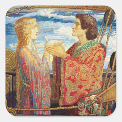 Tristan and Isolde c 1912 by John Duncan Square Sticker