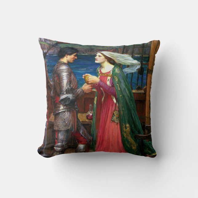 Tristan and Isolde, c. 1916 by John Waterhouse Throw Pillow (Front)