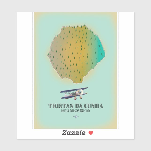 Tristan da Cunha British Overseas Territory map Sticker (Sheet)