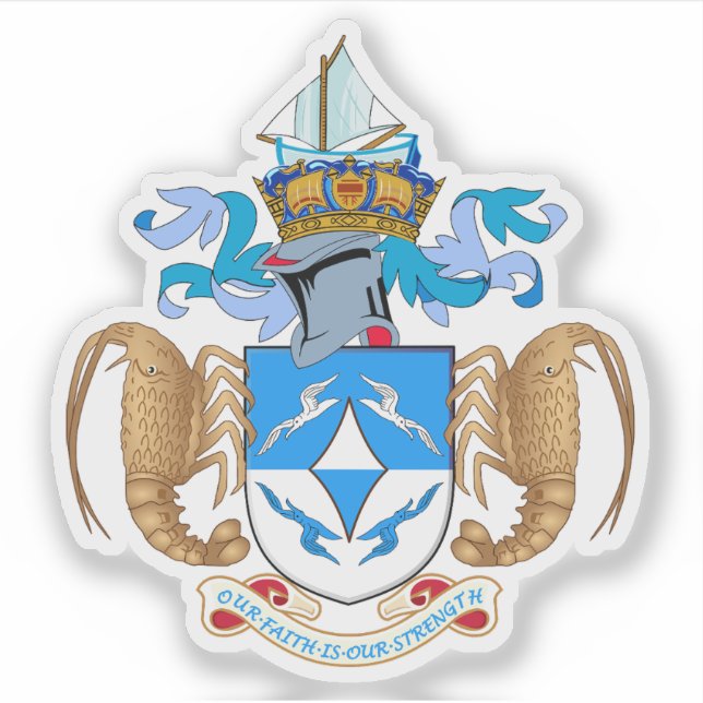 Tristan da Cunha coat of arms, British Overseas Sticker (Front)