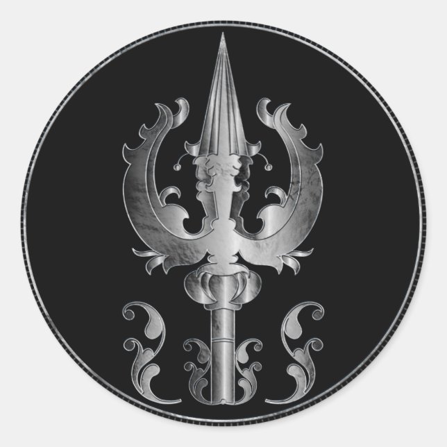 Trisula  -Trident of Shiva Classic Round Sticker (Front)