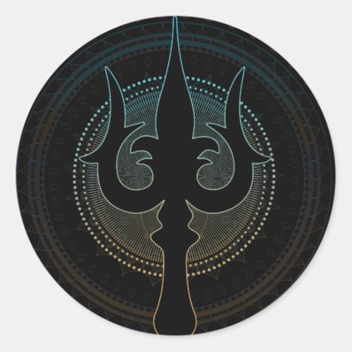 Trisula  _Trident of Shiva Classic Round Sticker