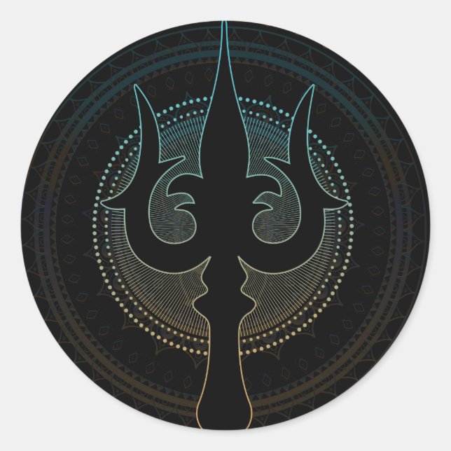 Trisula  -Trident of Shiva Classic Round Sticker (Front)