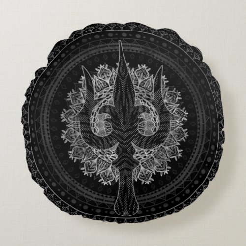 Trisula  _Trident of Shiva Round Pillow