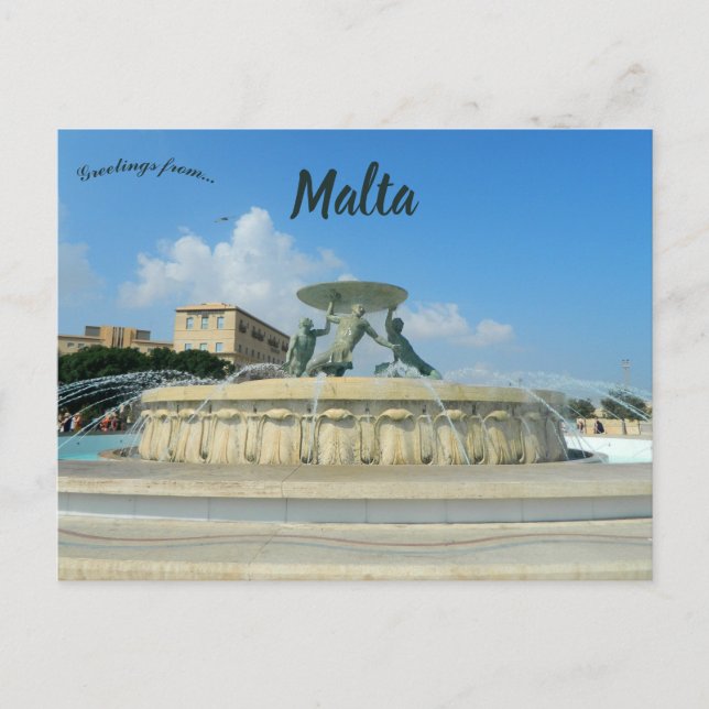 Tritons Fountain in Valletta Malta Postcard (Front)