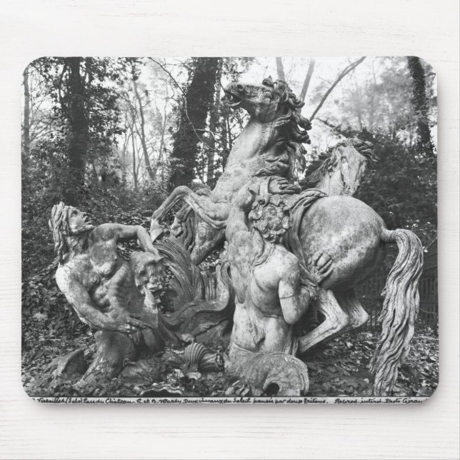 Tritons grooming two horses of the sun in grove mouse pad (Front)