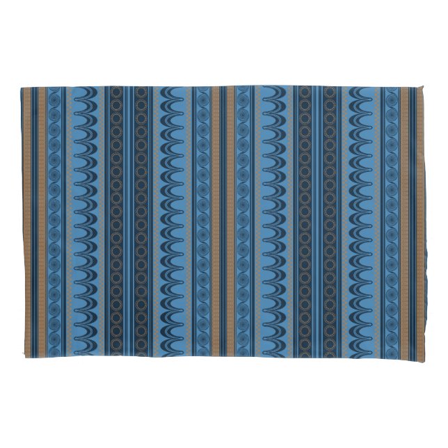 Triton's Treasure: Aegean Stripe Minoan Pillow Case (Front-Left)