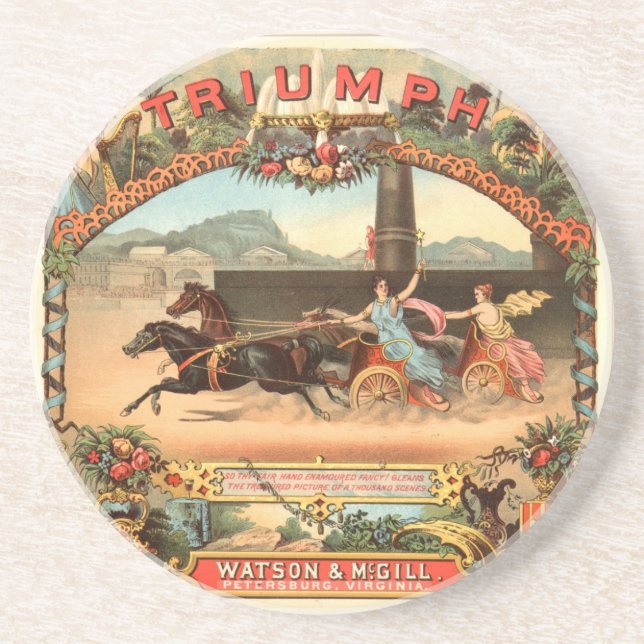 Triumph Harness Racing - Cigarette Advertising Tra Sandstone Coaster (Front)