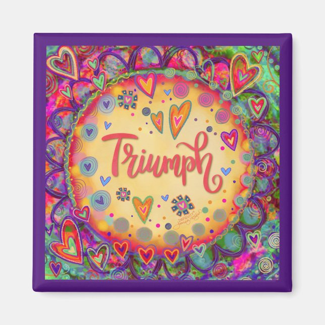 Triumph Heart Pretty Fun Purple Floral Inspirivity Magnet (Front)