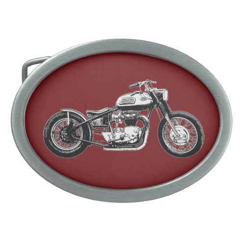 Triumph Jawa Bobber Black White Red Oval Graphic Oval Belt Buckle