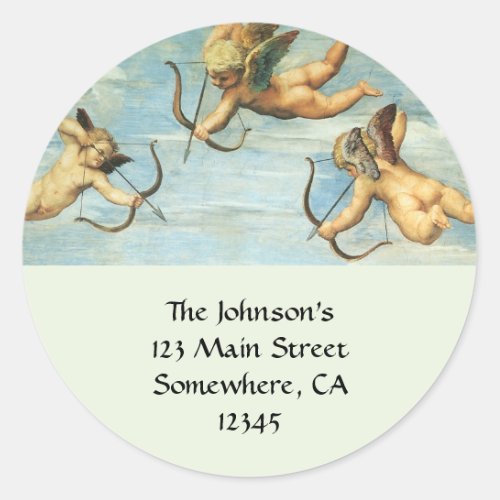 Triumph of Galatea Angels detail by Raphael Sanzio Classic Round Sticker