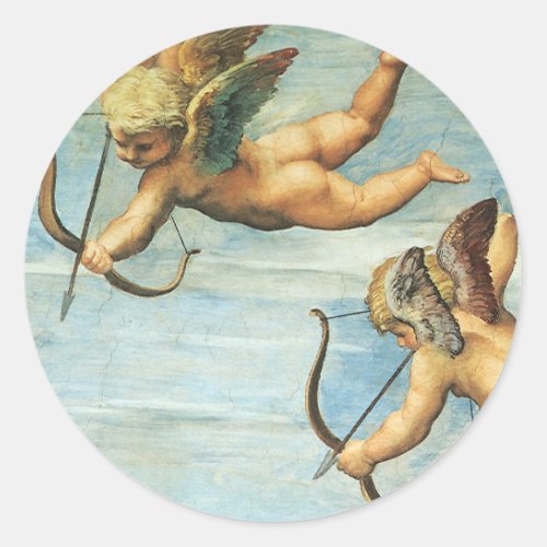 Triumph of Galatea Angels detail by Raphael Sanzio Classic Round Sticker