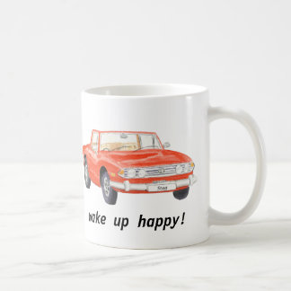 Triumph Stag, classic red car "wake up happy" mug
