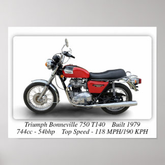 Triumph T140V Bonneville 750 Motorcycle - A3 Size Poster