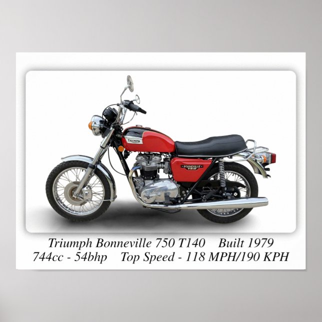 Triumph T140V Bonneville 750 Motorcycle - A3 Size Poster (Front)