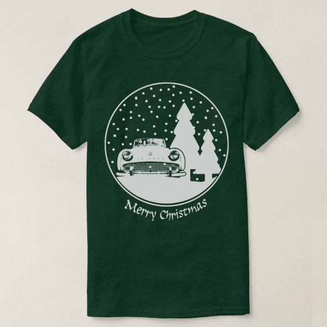 Triumph TR3 1950s British classic Christmas snow g T-Shirt (Design Front)