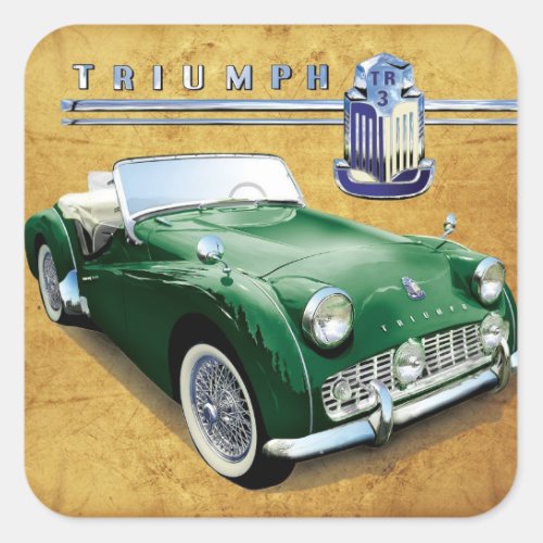 Triumph TR3 vintage roadster Square Sticker