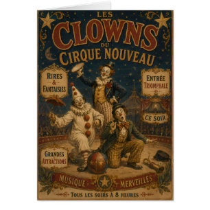 Triumphal Clowns Vintage Circus Poster - Circus & Cards