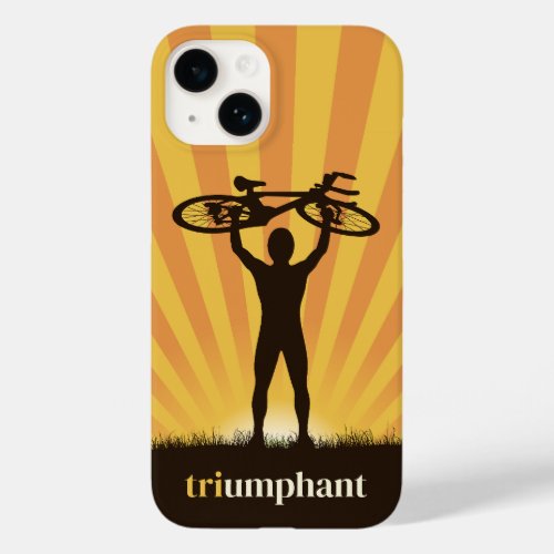 Triumphant Cyclist Raising Bike Over Head Graphic Case_Mate iPhone 14 Case