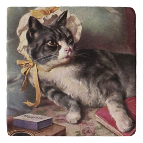TrivetAdorable Vintage Kitty Postcard Trivet