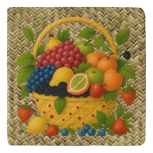 TRIVET - Colorful Overflowing Fruit Basket