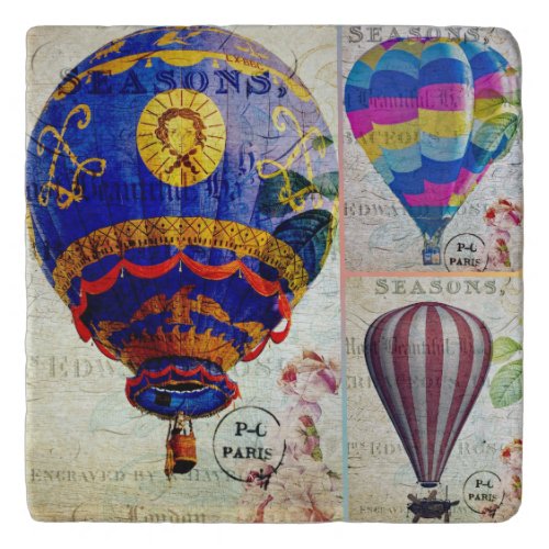 TRIVET _ Hot Air Balloons on French Post Cards