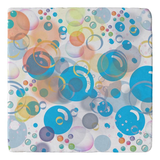 Trivet Modern Blowing Bubble Fun Art. (Front)