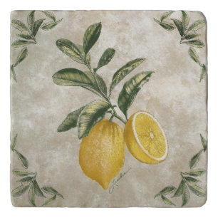 Trivet Rustic Etched Vintage Lemons