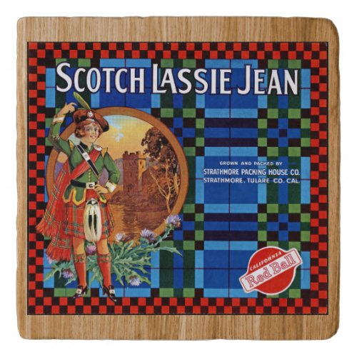 TRIVET _ Scotch Lassie Jean _ Produce Crate Label